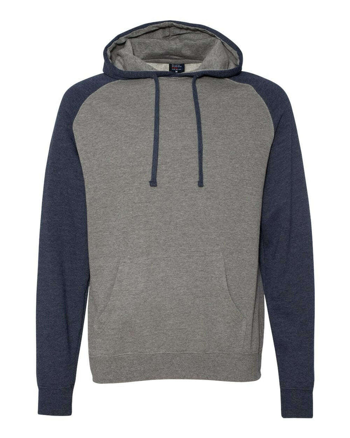 Raglan Hooded Sweatshirt IND40RP - Gunmetal Heather/ Classic Navy Heather / XS - Sweatshirts & Hoodies