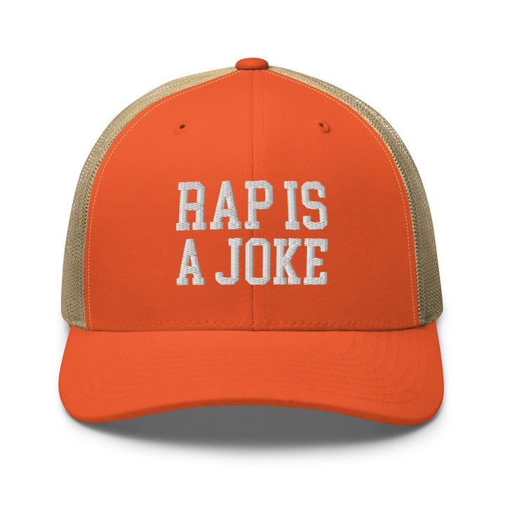 Rap is a Joke Retro Trucker Hat - Rustic Orange/ Khaki
