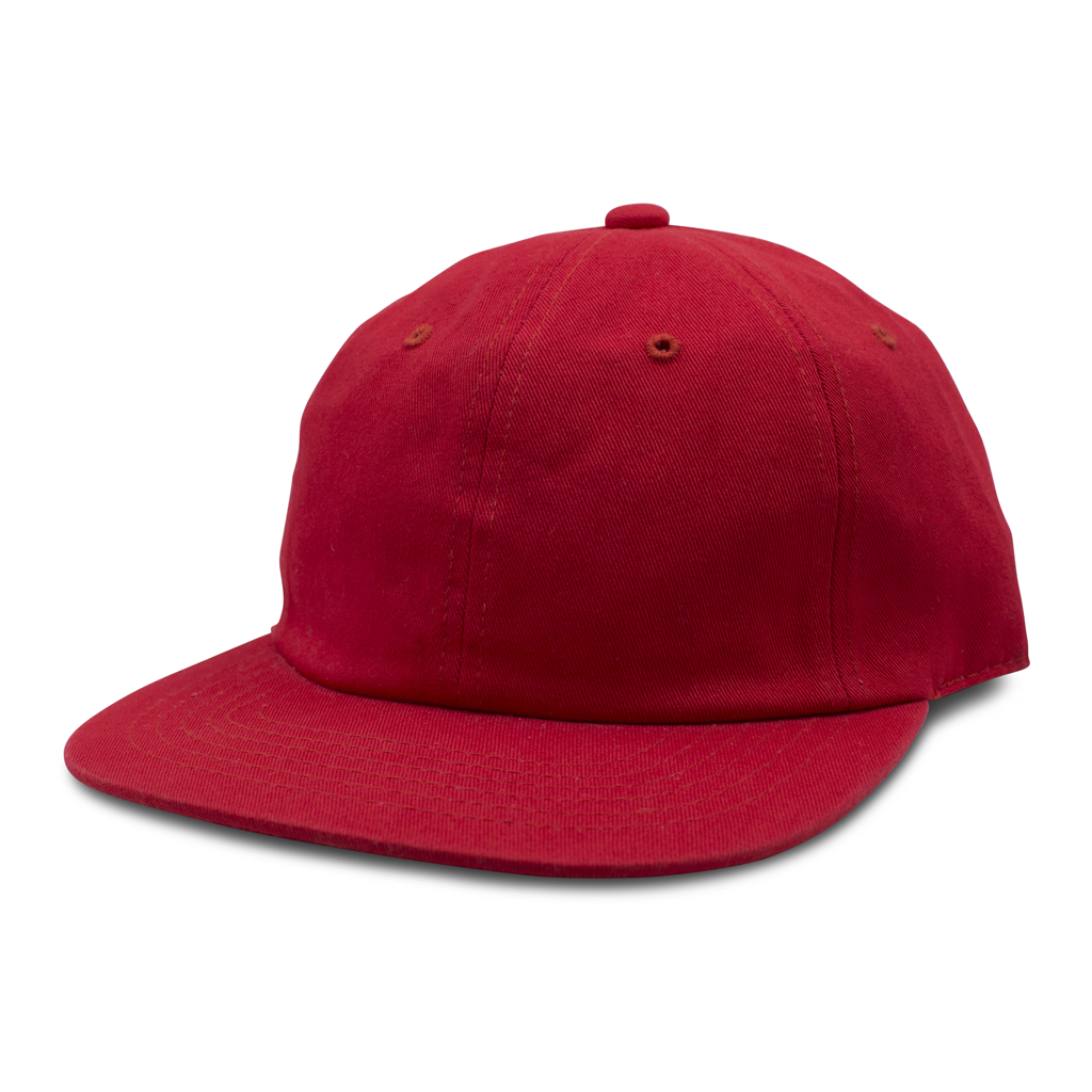 GN-1004SB - Washed Cotton Flat Bill Cap - Red / One Size - CAPS