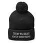 He Was Right About Everything Embroidered Knit Pom Beanie - Black