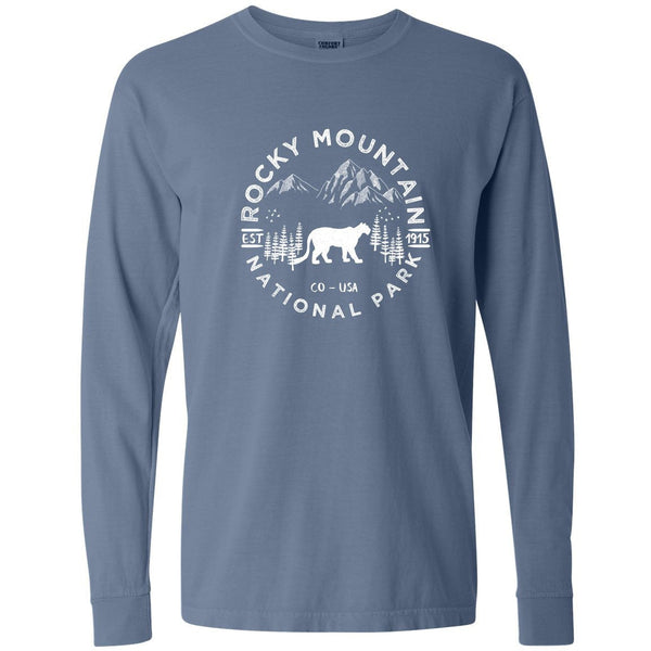 Rocky Mountain National Park Comfort Colors Long Sleeve T Shirt - S / BlueJeans - tshirt