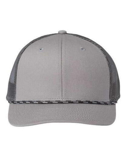 Gray trucker hat with custom apparel and live screen printing at Toronto HQ