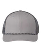 Gray trucker hat with custom apparel and live screen printing at Toronto HQ