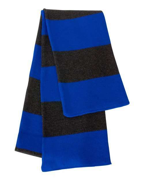 Rugby stripe scarf: custom apparel style! Sp02 - Royal/ Charcoal / Single Unit - Headwear - Winter