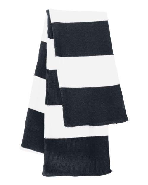 Rugby stripe scarf: custom apparel style! Sp02 - Navy/ White / Single Unit - Headwear - Winter