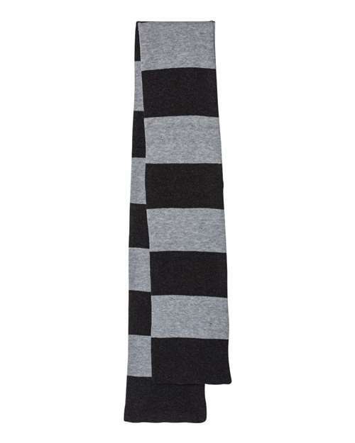 Rugby stripe scarf: custom apparel style! Sp02 - Heather Black/ Heather Grey / Single Unit - Headwear - Winter