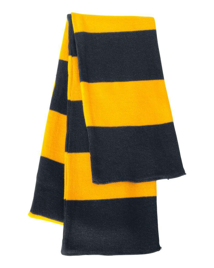 Rugby stripe scarf: custom apparel style! Sp02 - Navy/ Gold / Single Unit - Headwear - Winter