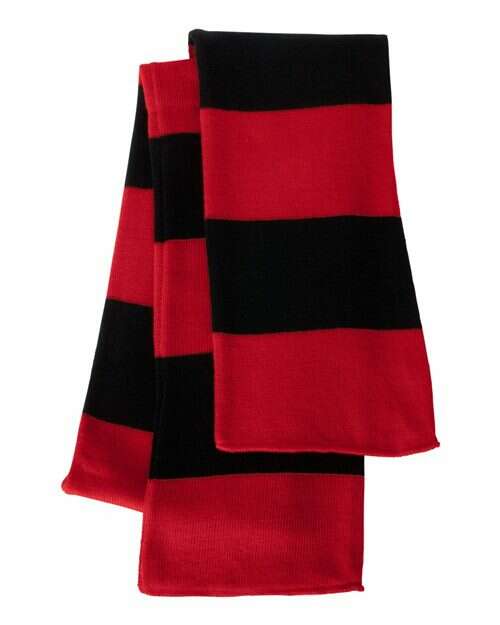 Rugby stripe scarf: custom apparel style! Sp02 - Red/ Black / Single Unit - Headwear - Winter