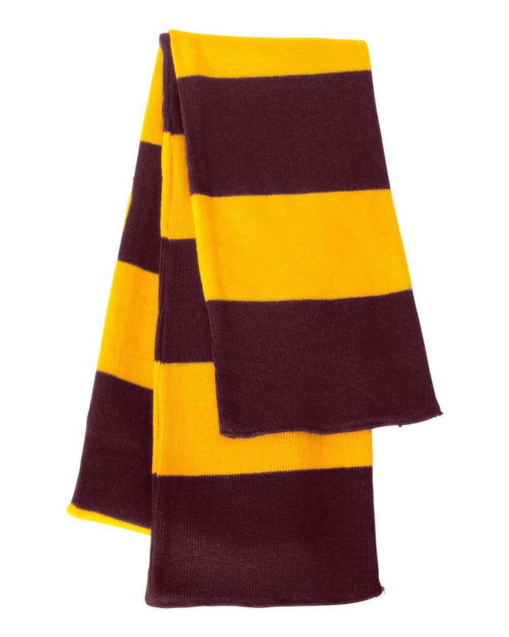 Rugby stripe scarf: custom apparel style! Sp02 - Maroon/ Gold / Single Unit - Headwear - Winter