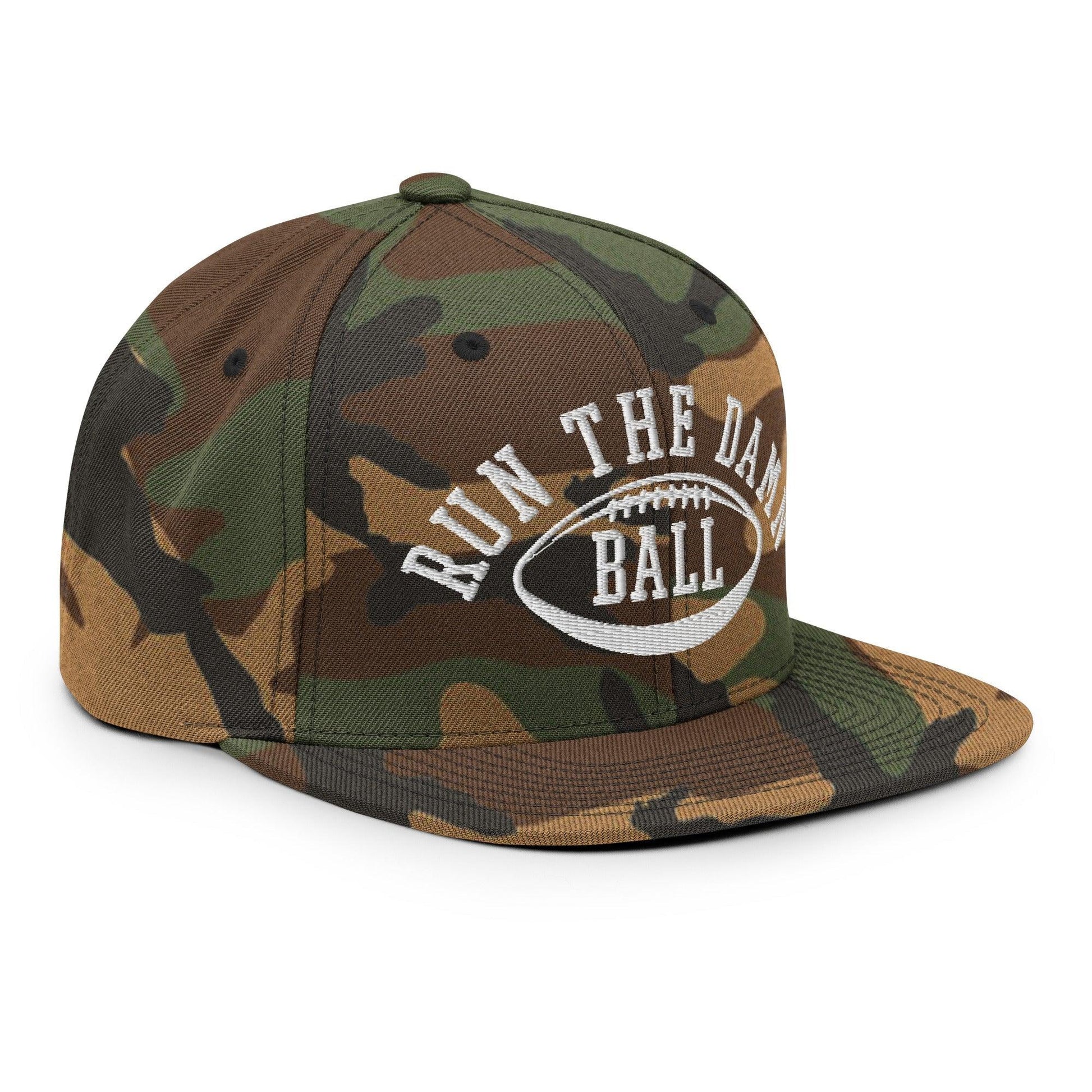 Run The Damn Ball Embroidered Flat Bill Brim Snapback Hat