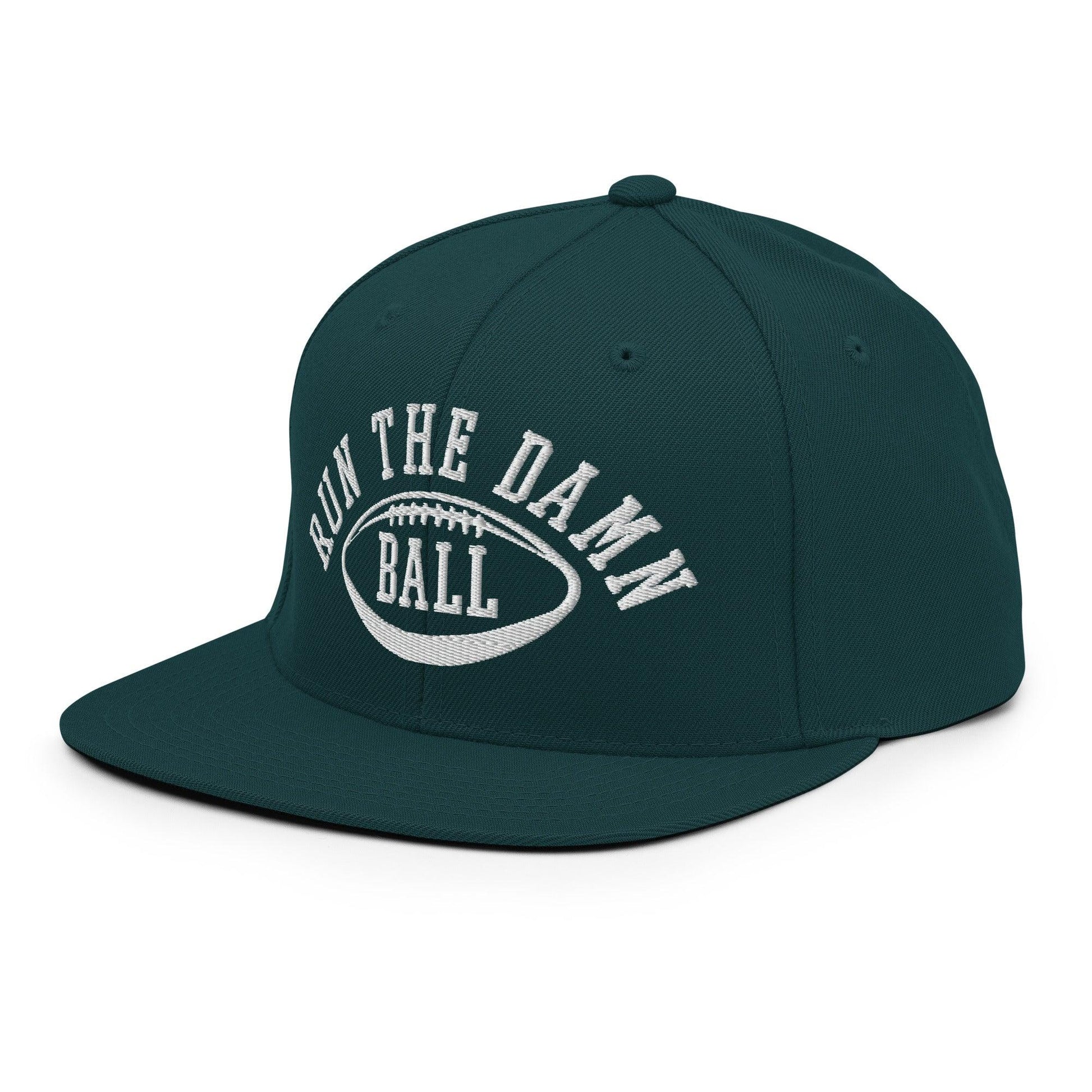 Run The Damn Ball Embroidered Flat Bill Brim Snapback Hat