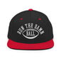 Run The Damn Ball Embroidered Flat Bill Brim Snapback Hat - Black/ Red