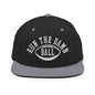Run The Damn Ball Embroidered Flat Bill Brim Snapback Hat - Black/ Silver