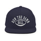 Run The Damn Ball Embroidered Flat Bill Brim Snapback Hat - Navy