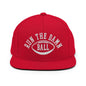 Run The Damn Ball Embroidered Flat Bill Brim Snapback Hat - Red