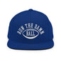 Run The Damn Ball Embroidered Flat Bill Brim Snapback Hat - Royal Blue