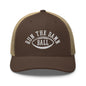 Run The Damn Ball Embroidered Mesh Trucker Hat - Brown/ Khaki