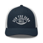 Run The Damn Ball Embroidered Mesh Trucker Hat - Navy/ White