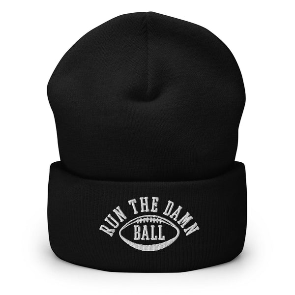 Run The Damn Ball Embroidered Knit Cuffed Beanie - Black