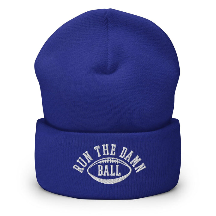Run The Damn Ball Embroidered Knit Cuffed Beanie - Royal