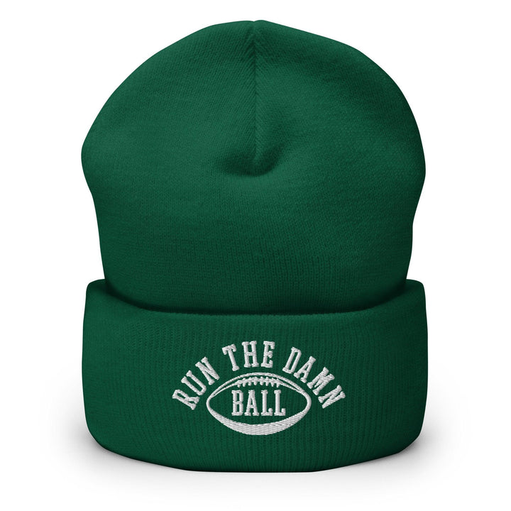 Run The Damn Ball Embroidered Knit Cuffed Beanie - Spruce