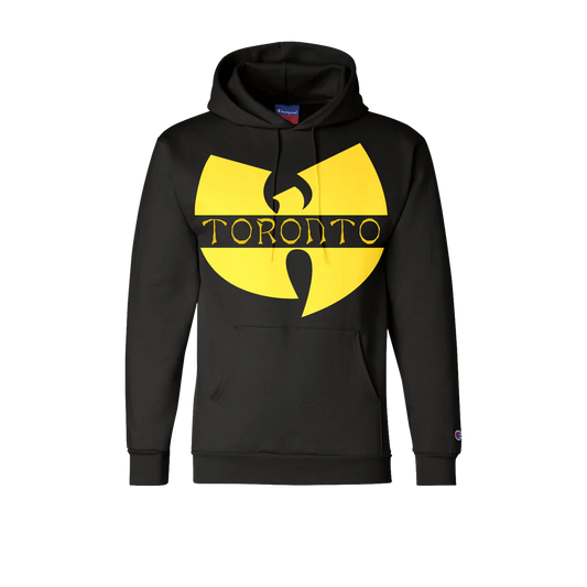 Scarborough Tribute pullover hoodie with black fabric and yellow logo, ideal for cart button