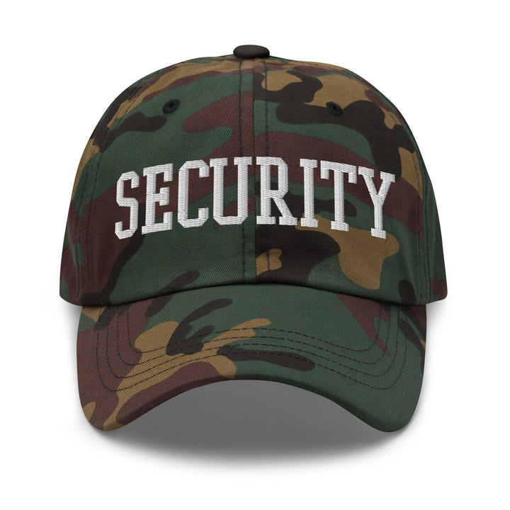 Security Uniform Work Block Embroidered Dad Hat - Green Camo