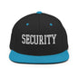 Security Uniform Work Block Embroidered Flat Bill Brim Snapback Hat - Black/ Teal