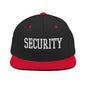 Security Uniform Work Block Embroidered Flat Bill Brim Snapback Hat - Black/ Red