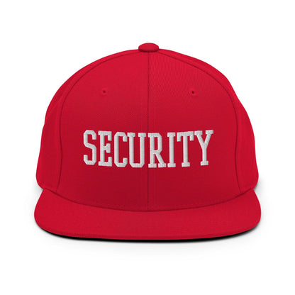 Security Uniform Work Block Embroidered Flat Bill Brim Snapback Hat - Red
