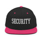 Security Uniform Work Block Embroidered Flat Bill Brim Snapback Hat - Black/ Neon Pink