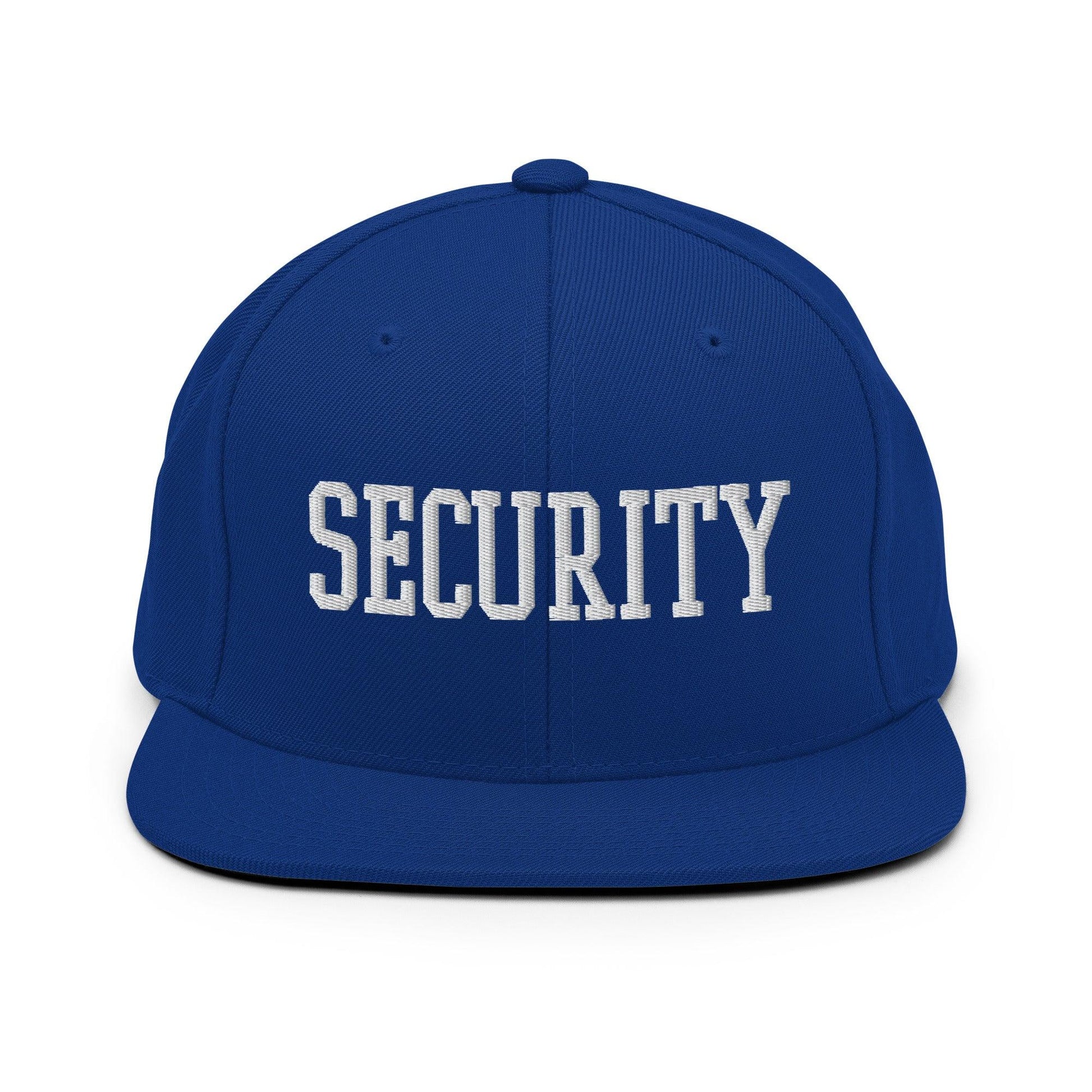 Security Uniform Work Block Embroidered Flat Bill Brim Snapback Hat - Royal Blue