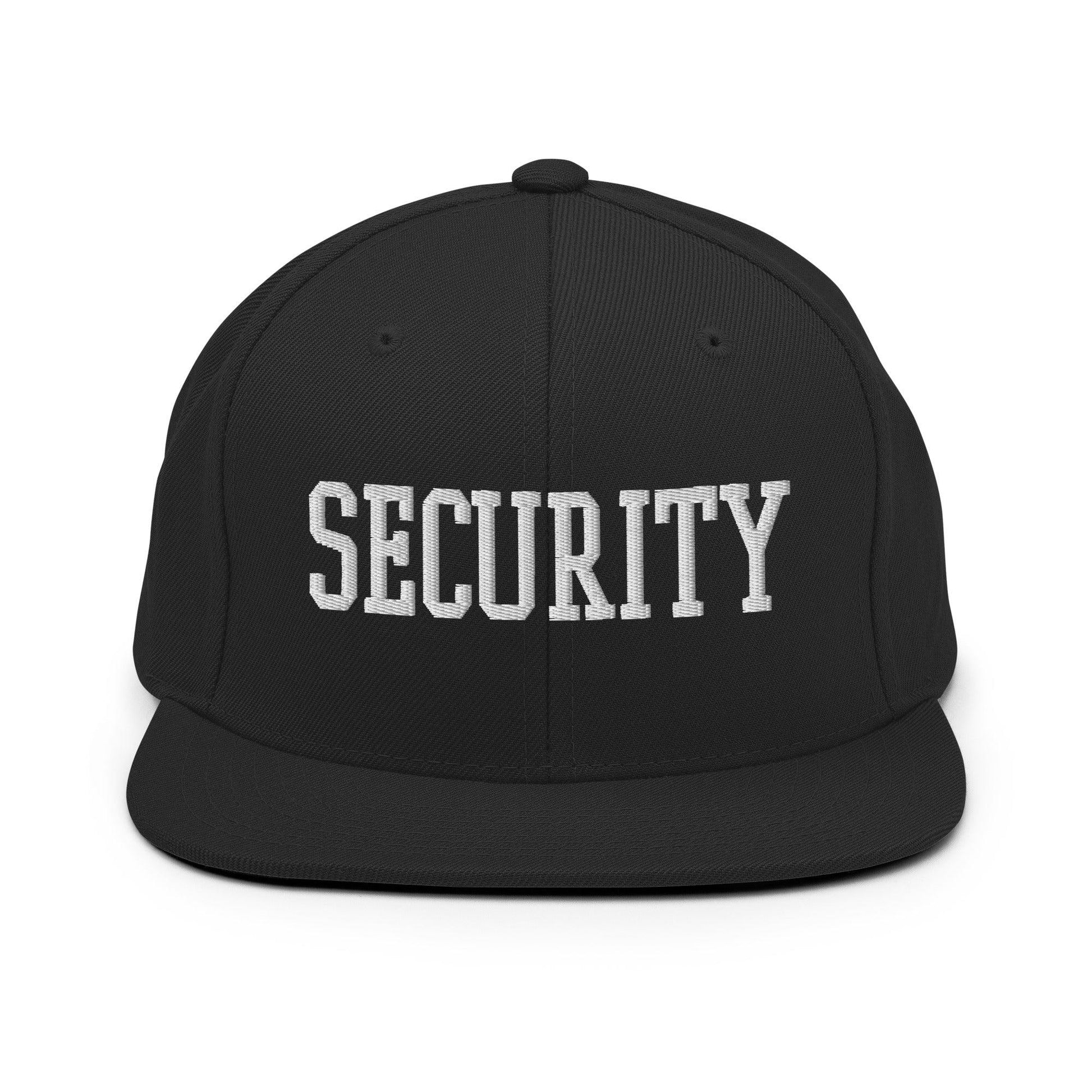 Security Uniform Work Block Embroidered Flat Bill Brim Snapback Hat - Black
