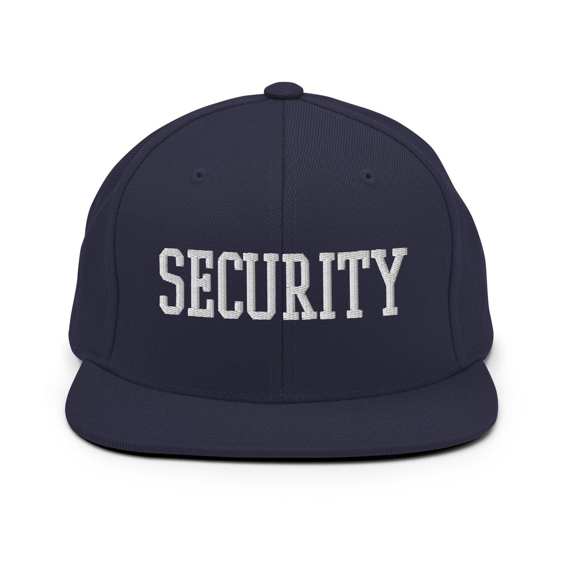 Security Uniform Work Block Embroidered Flat Bill Brim Snapback Hat - Navy