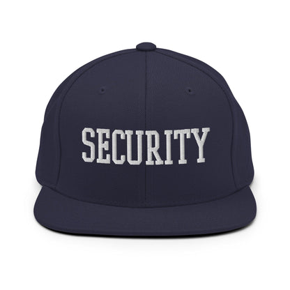 Security Uniform Work Block Embroidered Flat Bill Brim Snapback Hat - Navy