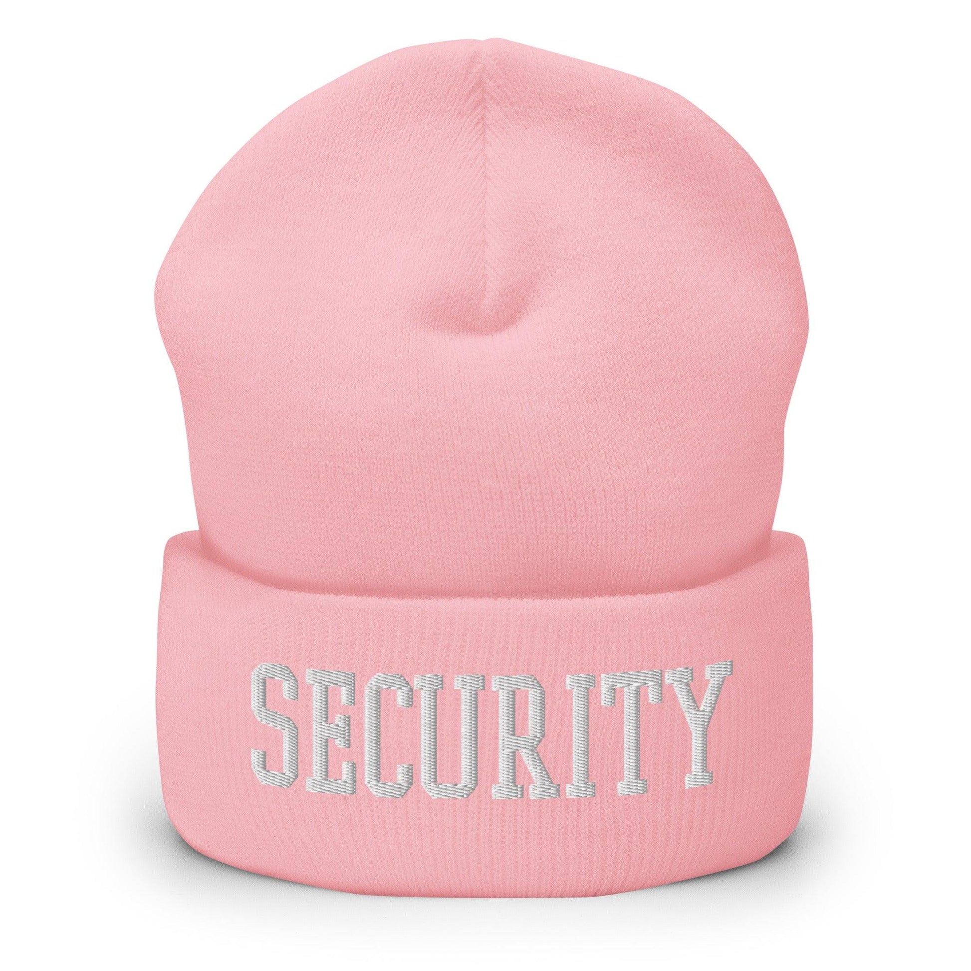 Security Uniform Work Block Embroidered Knit Cuffed Beanie - Baby Pink
