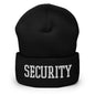 Security Uniform Work Block Embroidered Knit Cuffed Beanie - Black