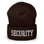 Security Uniform Work Block Embroidered Knit Cuffed Beanie - Brown