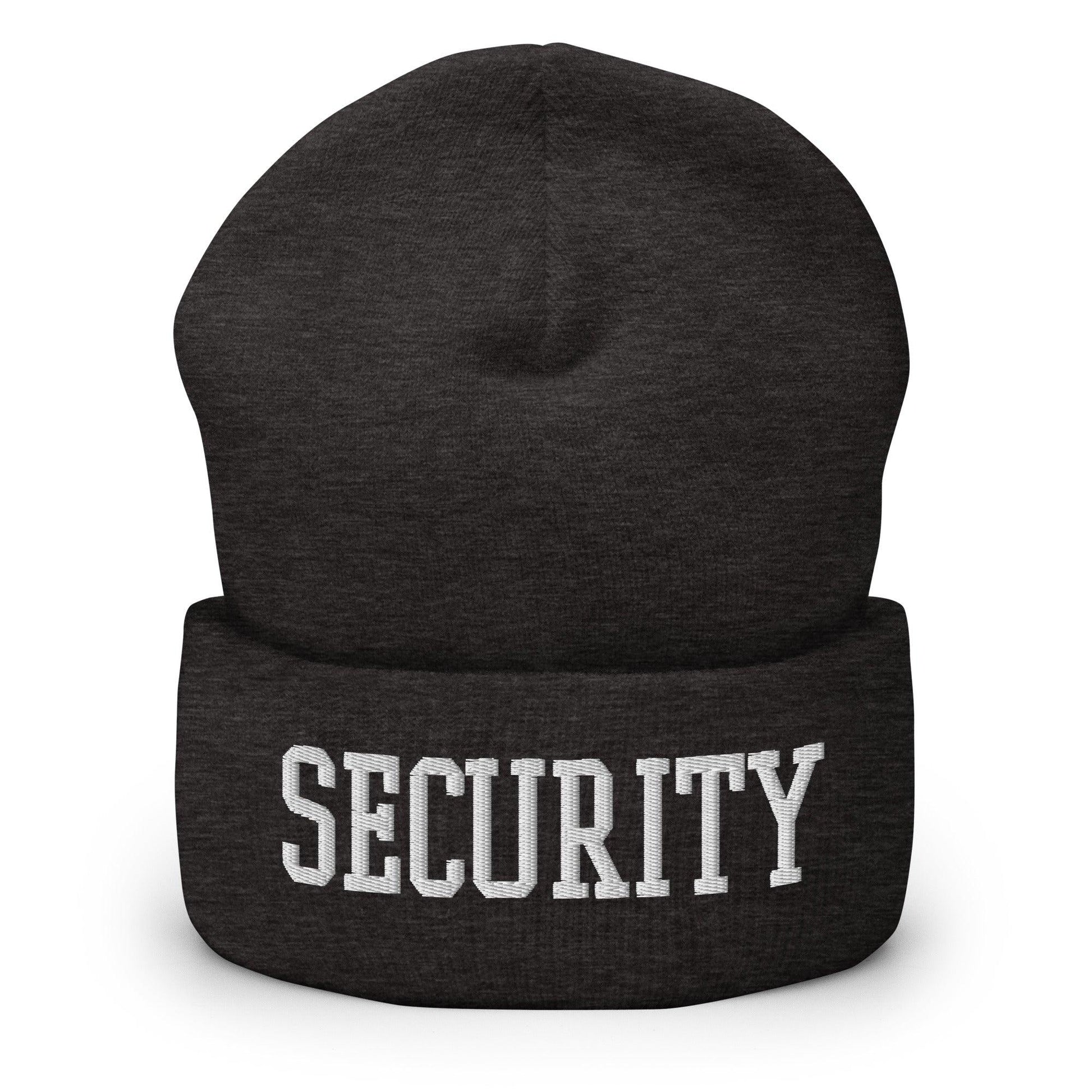 Security Uniform Work Block Embroidered Knit Cuffed Beanie - Dark Grey
