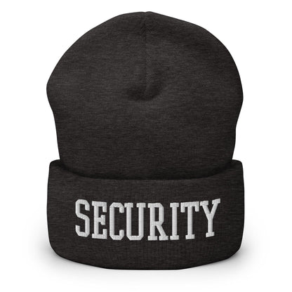Security Uniform Work Block Embroidered Knit Cuffed Beanie - Dark Grey