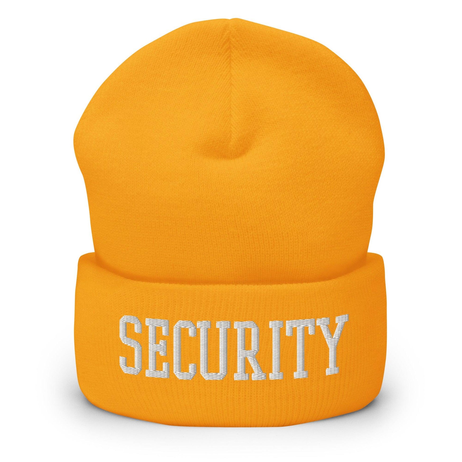 Security Uniform Work Block Embroidered Knit Cuffed Beanie - Gold