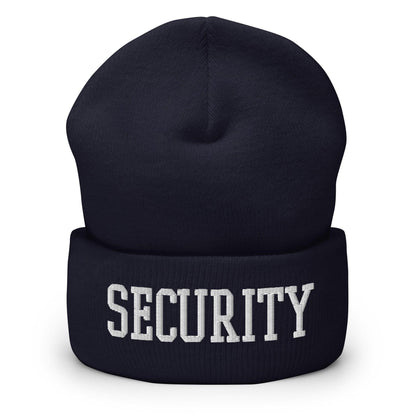 Security Uniform Work Block Embroidered Knit Cuffed Beanie - Navy