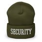 Security Uniform Work Block Embroidered Knit Cuffed Beanie - Olive