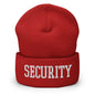 Security Uniform Work Block Embroidered Knit Cuffed Beanie - Red