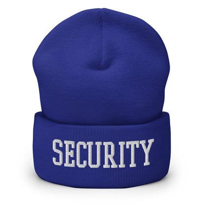 Security Uniform Work Block Embroidered Knit Cuffed Beanie - Royal