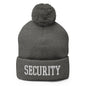 Security Uniform Work Block Embroidered Knit Pom Beanie - Dark Heather Grey