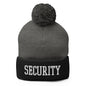 Security Uniform Work Block Embroidered Knit Pom Beanie - Dark Heather Grey/ Black