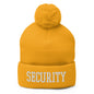Security Uniform Work Block Embroidered Knit Pom Beanie - Gold