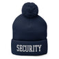 Security Uniform Work Block Embroidered Knit Pom Beanie - Navy