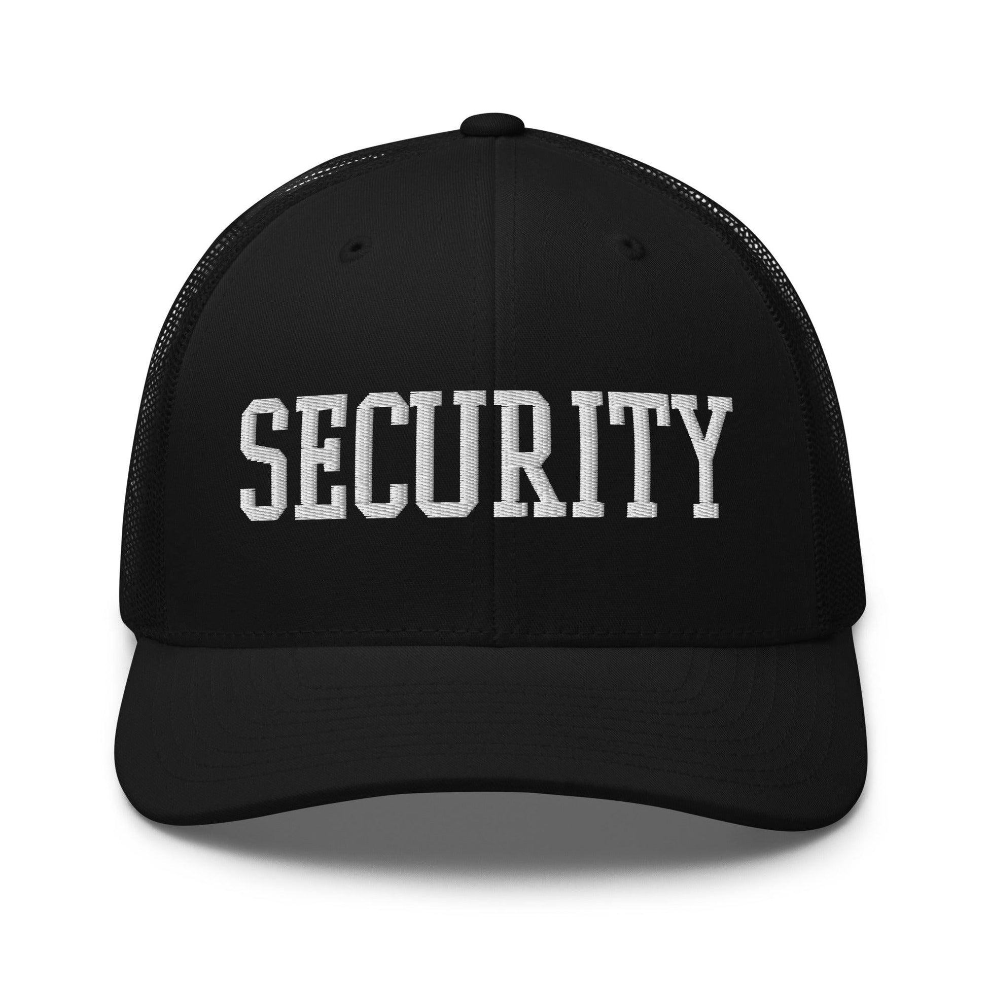 Security Uniform Work Block Embroidered Mesh Trucker Hat - Black